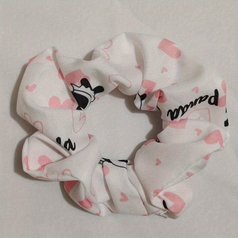 Bear Pattern Hair Scrunchies Soft Fabric For Women Girls
