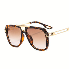 Square Metal Aviator Sunglasses Hollow Out Temple UV400