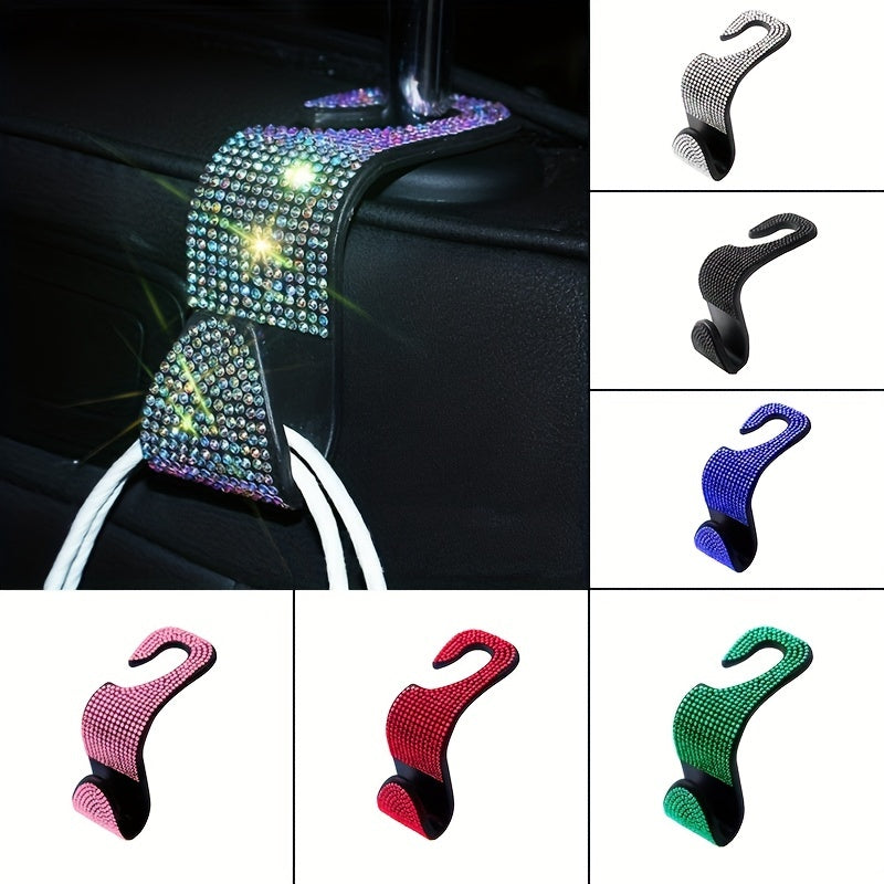 Crystal Rhinestone Car Headrest Hooks Car Purse Bag Holder Bling Accessories