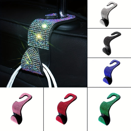 Crystal Rhinestone Car Headrest Hooks Car Purse Bag Holder Bling Accessories