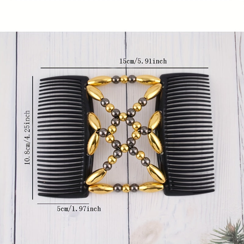 Double Row Beaded Hair Comb for Women