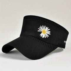 Daisy Embroidery Sun Visor Hat UV Protection Travel Beach Cap