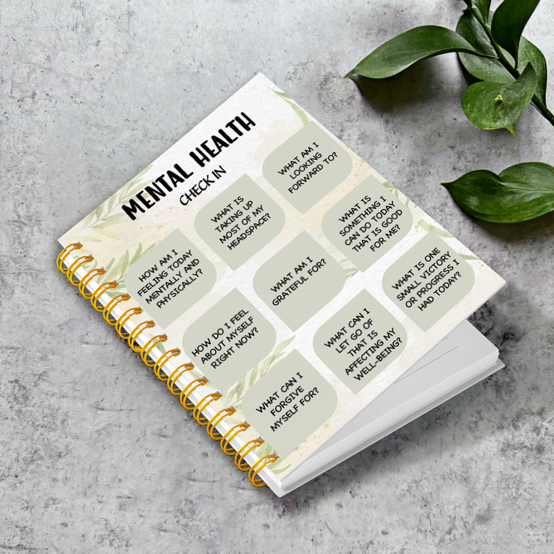 Green Mental Health Check In Journal Notebook 50 Pages 13.97x21.08cm