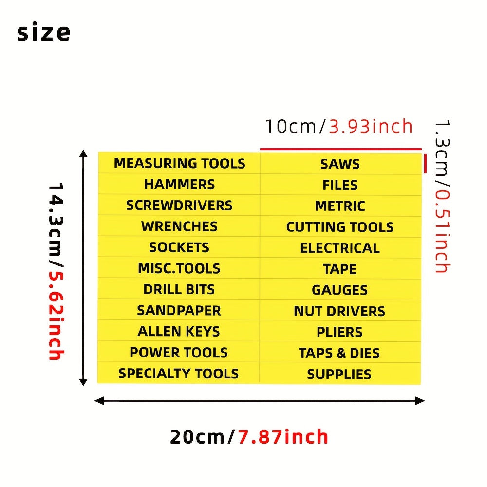 22pcs Toolbox Organization Stickers Label Reminder Tips