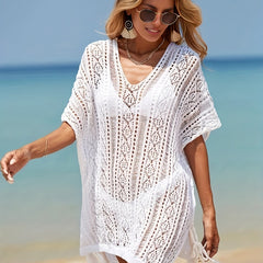 Sexy Cover Up Women's Plus Hollow Out Split Mini Dress