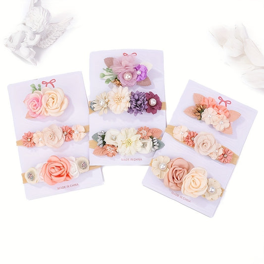 3pcs Flowers Headband Hairband Hair Accessories For Baby Girls