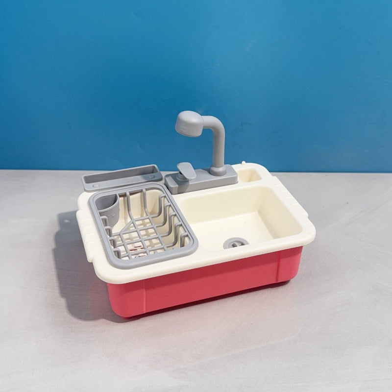Dollhouse Kitchen Scene with Vegetable Sink and Dish Stand