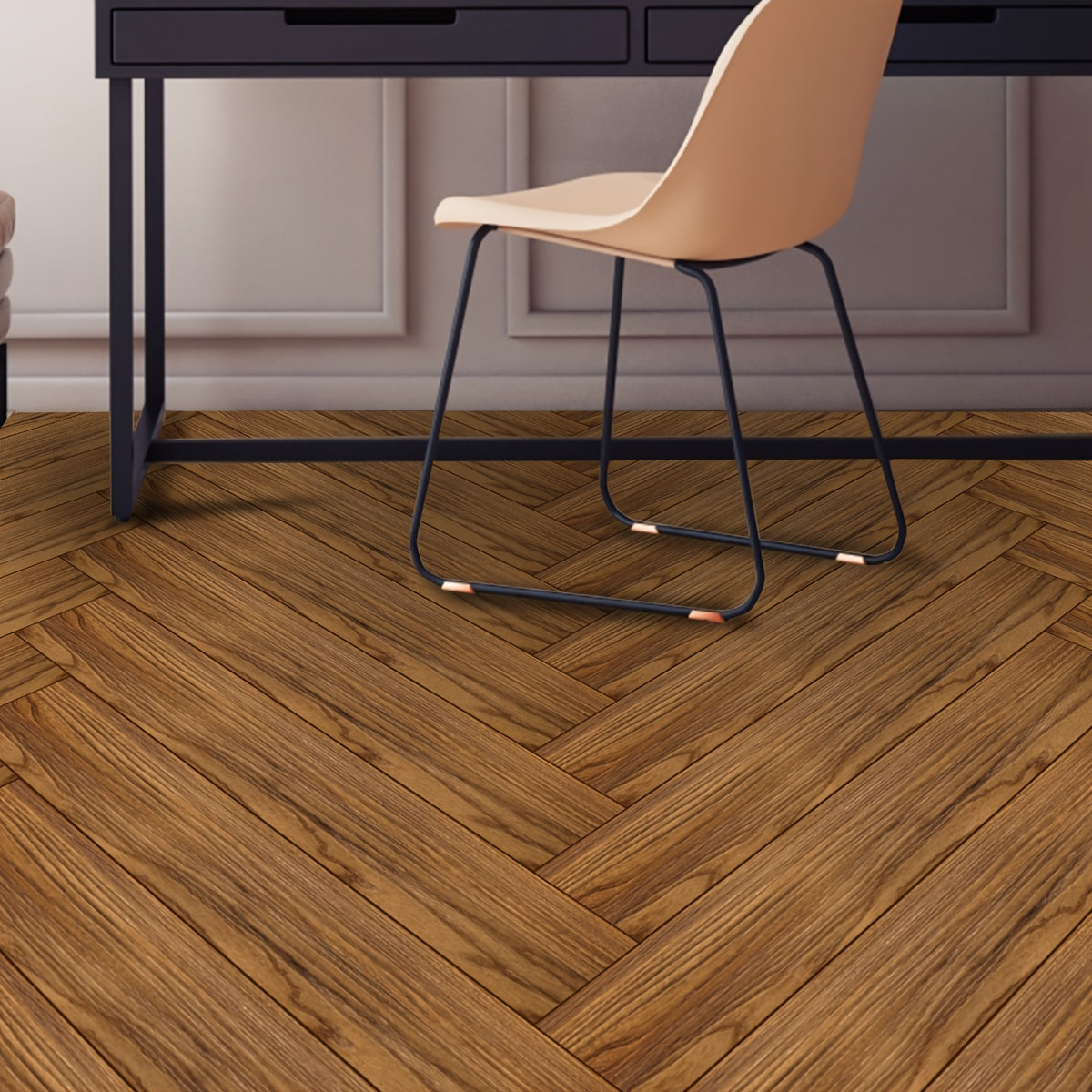 Wood Grain Printed Floor Stickers Waterproof Anti-slip Tile Stickers