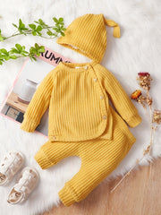 3pcs Baby Boys Long Sleeves T shirt & Pants & Cap Set