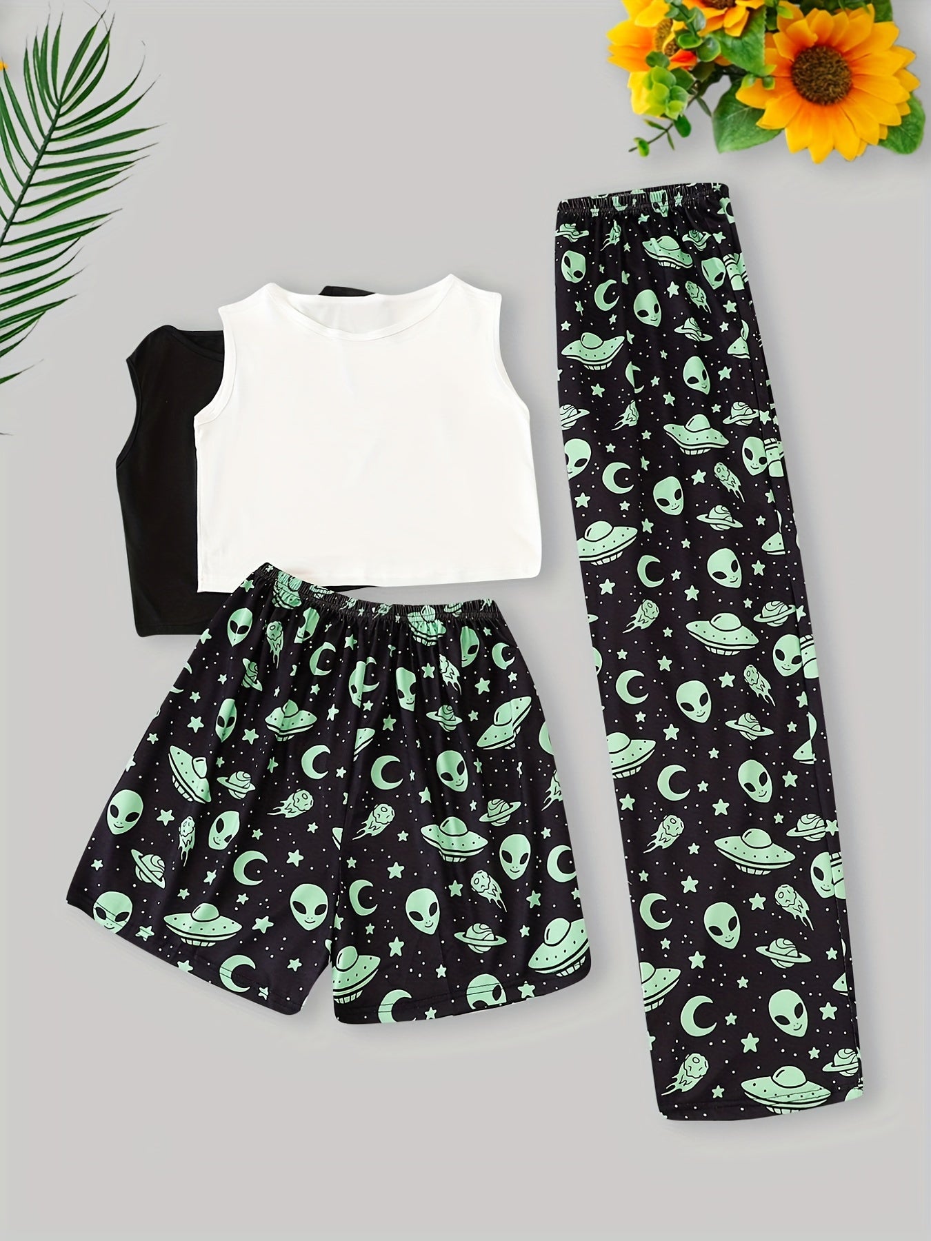 Alien Pajama Set Crew Neck Tank Top & Shorts