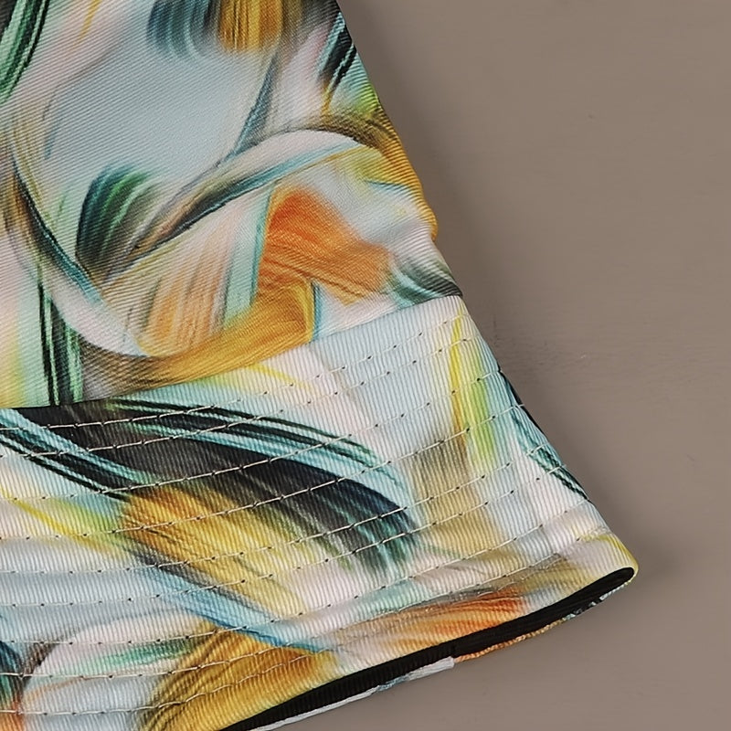 Yellow & Green Reversible Bucket Hat Tassel Print