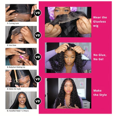 Glueless Kinky Curly Lace Front Wig Human Hair 180 Density