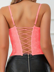 Sexy Jacquard Bustier Cami Top Push Up Backless Corset
