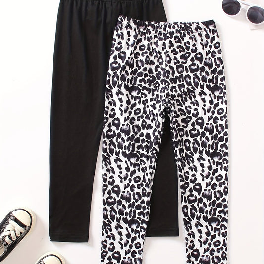 Girl's High Waisted Leopard Legging Set