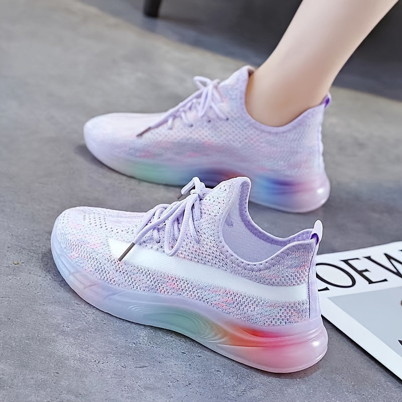 Lavender/Candy Mesh Sneakers Breathable Low Top Shoes Women's Footwear