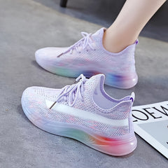 Lavender/Candy Mesh Sneakers Breathable Low Top Shoes Women's Footwear