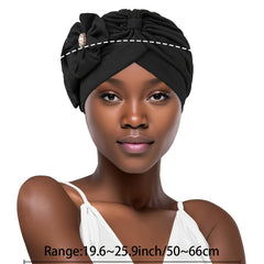 Faux Pearl Flower Turban Cap Bowknot Pleated Head Wraps Elastic Ramadan Head Sca