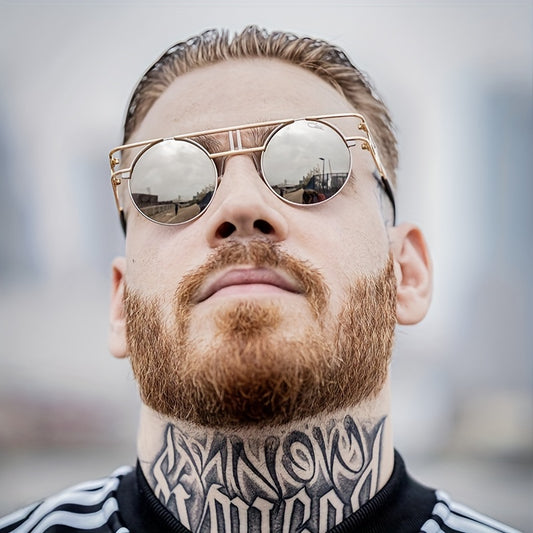 Men's Vintage Steampunk Round Frame Sunglasses