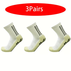 3 Pairs Non-Slip Mid Calf Football Socks