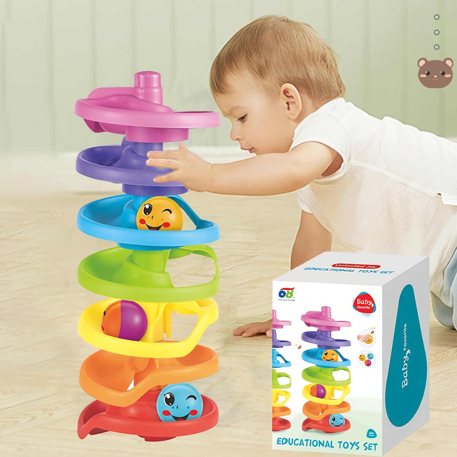 Interactive Ball Drop Toy for Kids - Swirling Tower Spinning Swirl Ball Ramp Set