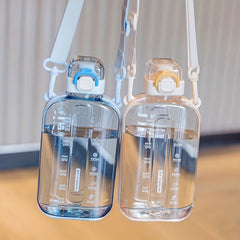 Square Plastic Water Bottle Adjustable Shoulder Strap Belly Wat