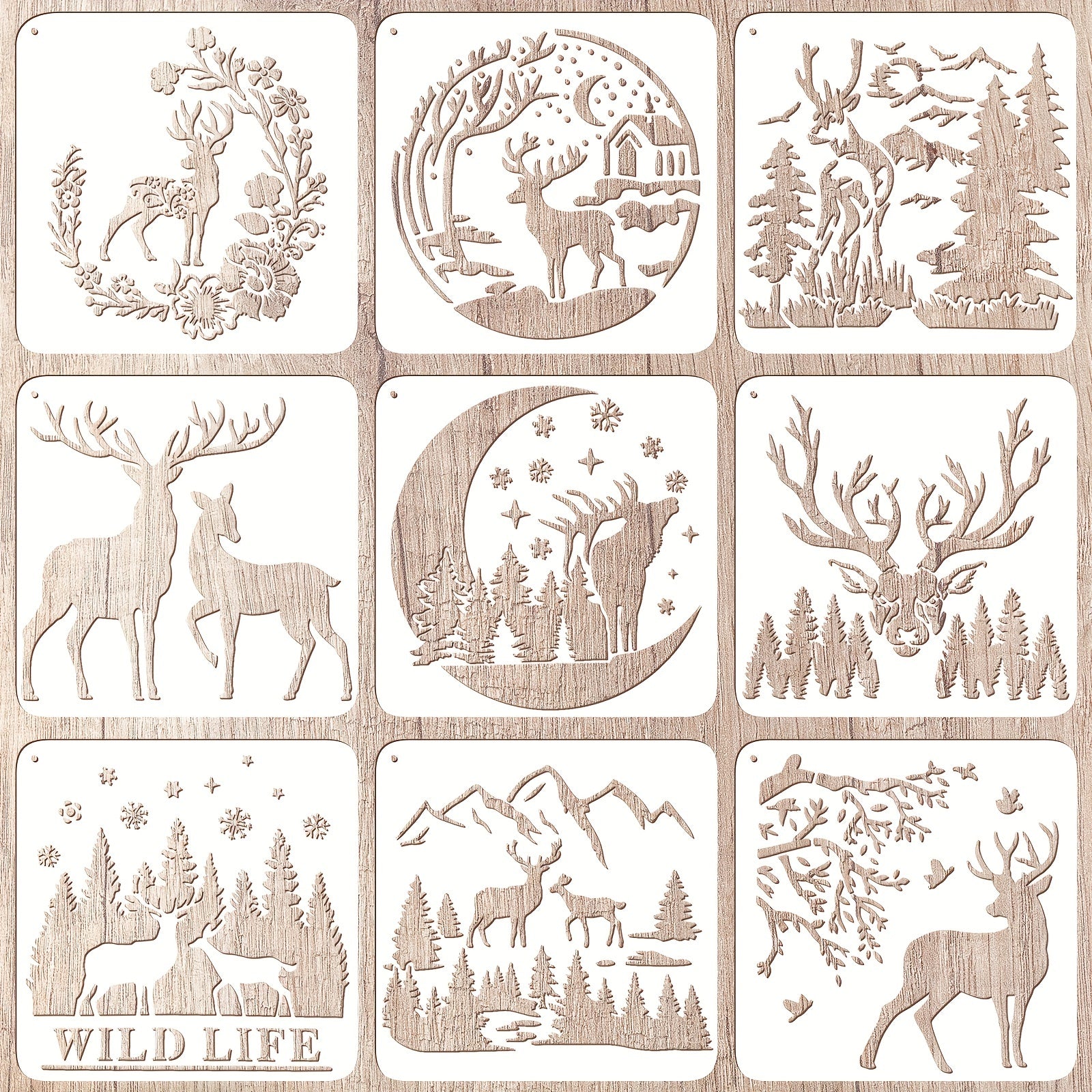 12pcs Christmas Deer Stencils Paint Deer Painting Stencil Forest Wildlife Theme