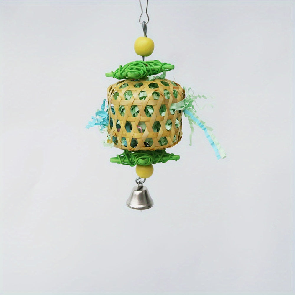 Interactive Bird Toy Rattan Ball with Paper Strips for Cage Enrichment