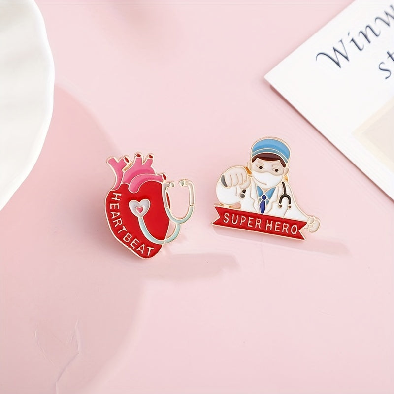 Doctor Heart Enamel Pin Brooch Jacket Backpack Hat Jewelry