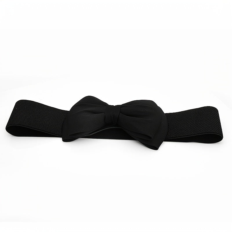 Wide Elastic Bowknot Waist Belt Band Snap Buckle Belt