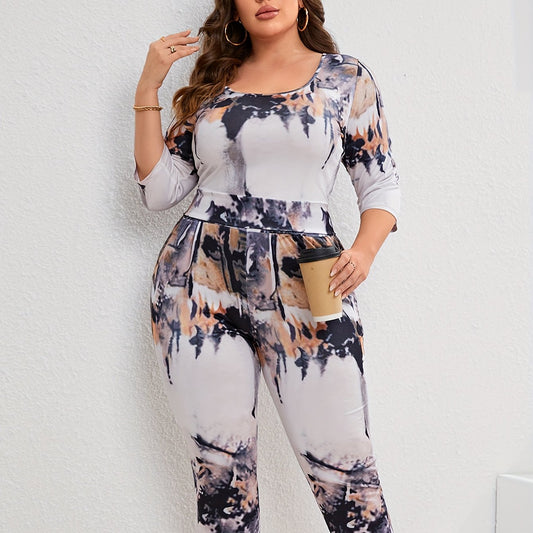  Tie Dye Top & Shorts Set Women's Casual Two Piece Outfits