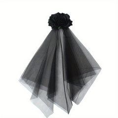 Rose Blossom Mesh Hair Clip With Veil Witch Dressing Headwear