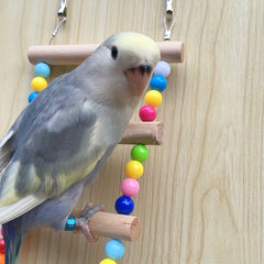 Colorful Hanging Parrot Toy with Wood Ladders & Balls