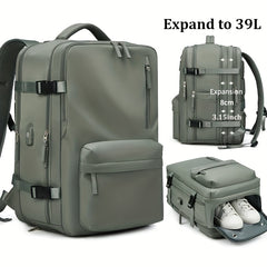 Large Capacity Nylon Backpack with Shoe Compartment for Travel