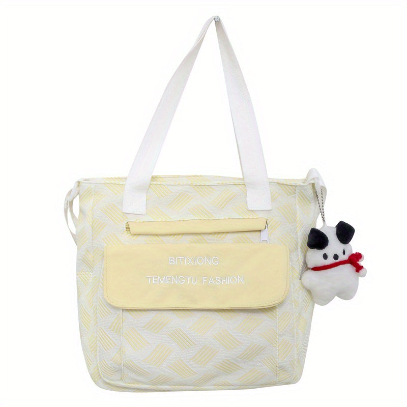 2pcs Backpack And Sling Bag Set Students Schoolbag With Puppy Pendant