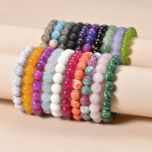 10mm Healing Stone Beaded Bracelet Unisex Stretch Bracelet