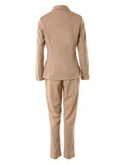 Women's Lapel Neck Pantsuits Blazer And Pants For Office