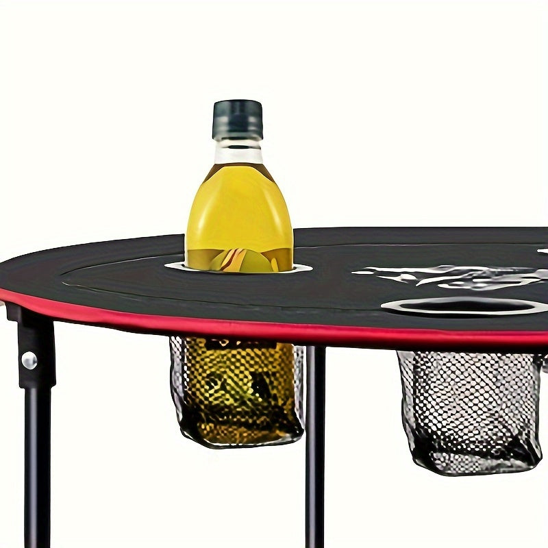 Portable Folding Table with 4 Cup Holders and Bags for BBQ Outdoor Camping