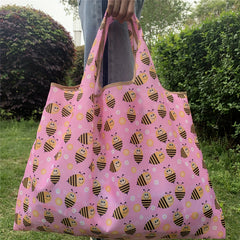 Bee Print Shoulder Bag Lightweight Storage Bag