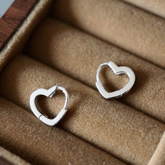 Heart Shaped Hoop Huggie Earrings 925 Silver Plated Ear Buckle Gift