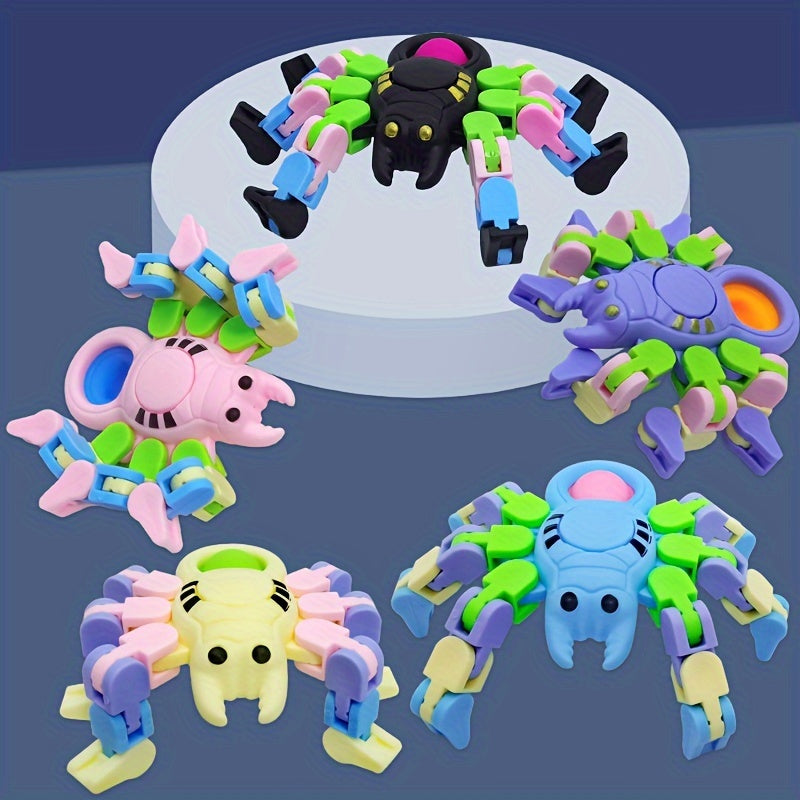 4Pcs Sensory Fidget Toys Transformable Chain Pop Spider DIY Fidget Spinners