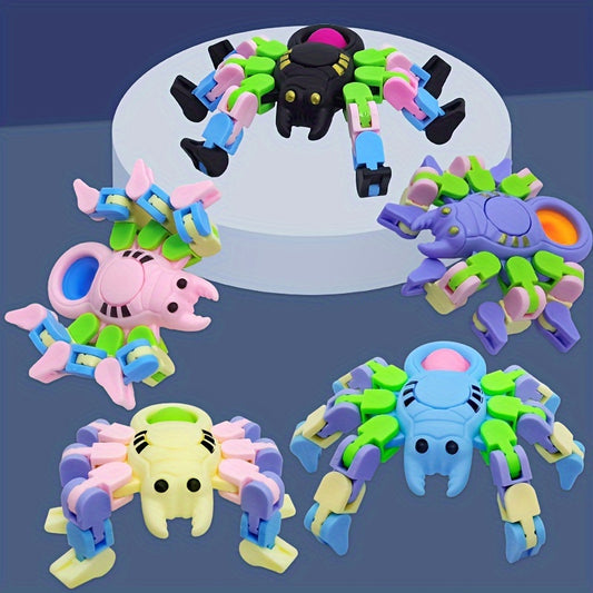 4Pcs Sensory Fidget Toys Transformable Chain Pop Spider DIY Fidget Spinners