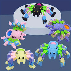 4Pcs Sensory Fidget Toys Transformable Chain Pop Spider DIY Fidget Spinners