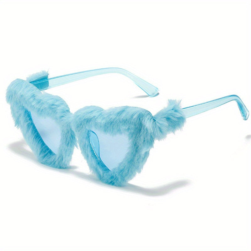 Heart Fluffy Sunglasses For Women Men Candy Glasses Photo Booth Props UV400
