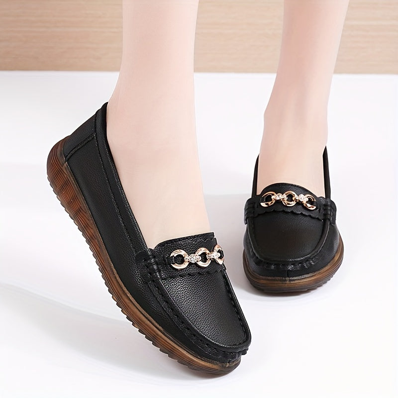 Rhinestone Flat Loafers Soft Sole Non Slip Shoes Women's Walking Flats