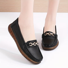 Rhinestone Flat Loafers Soft Sole Non Slip Shoes Women's Walking Flats