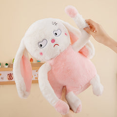 Ultra Soft Angry Rabbit Plush Toy and Pink Stuffed Bunny with Expressive Eyes