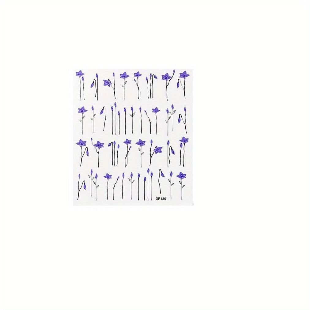 Spring Flowers Nail Art Stickers - Easy Self Adhesive Design