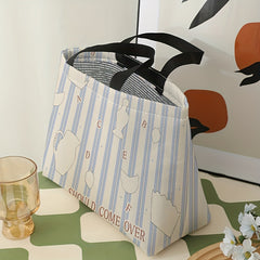 Striped Hip Flask Lunch Bag Waterproof Insulated Bento Bag