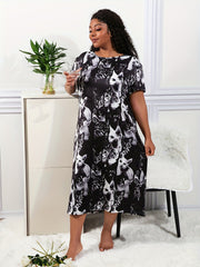  Colorblock Cat Print Nightdress