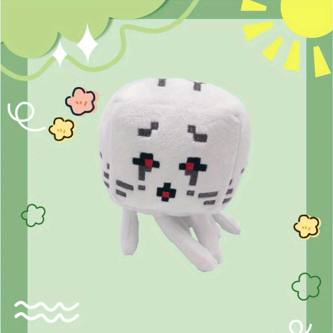 Pixel Art Plush Toy Soft Stuffed Animal Red Accents High Fabric Kid